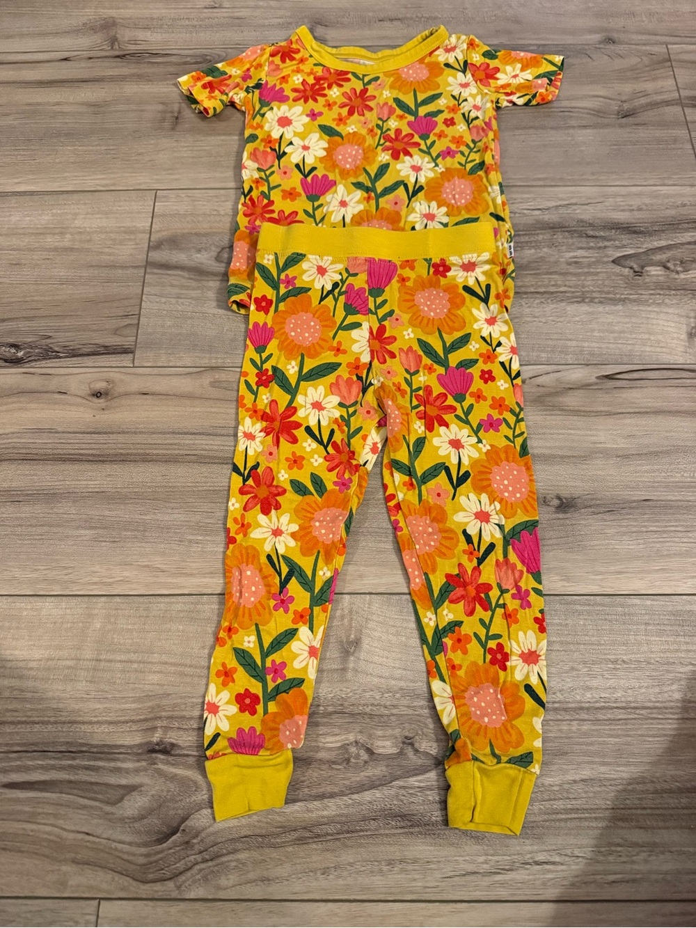 Little Sleepies Yellow Floral Pajama Set Retired Print Size 12-18 months